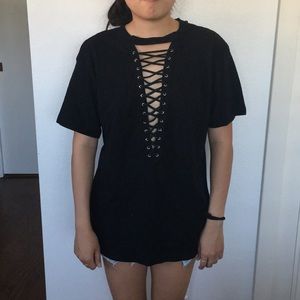 Forever21 Black Lace-up Shirt